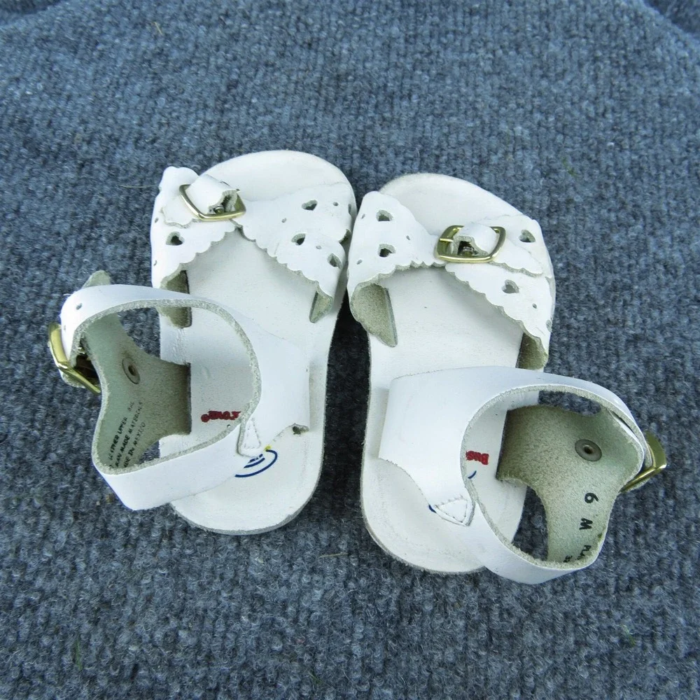 Buster Brown Girls Ankle Strap Shoes White Leather Buckle‎ Size T 6 Medium